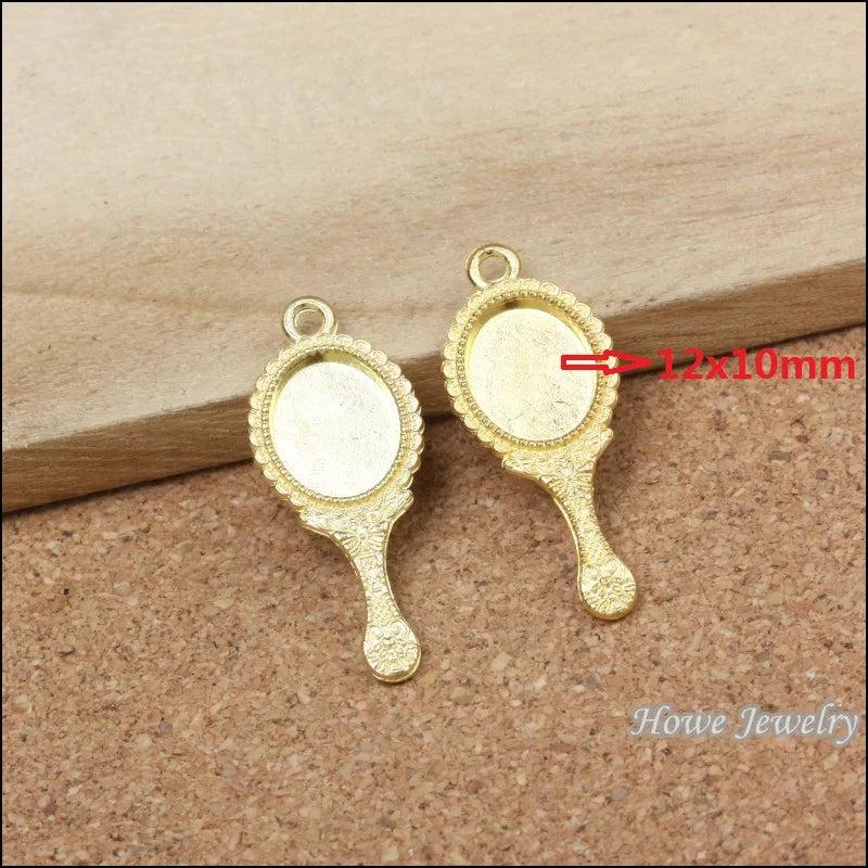 60pcs Enamel Alloy Gold-color Mirror Pendants Charms for DIY Jewelry Making