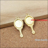60pcs Enamel Alloy Gold-color Mirror Pendants Charms for DIY Jewelry Making
