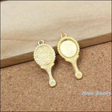 60pcs Enamel Alloy Gold-color Mirror Pendants Charms for DIY Jewelry Making