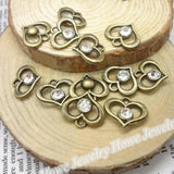 60pcs Vintage Love Heart Charms Antique Bronze Jewelry Making DIY