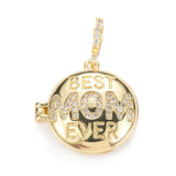 Vintage Copper Zircon Pocket Watch Charm Necklace Pendant