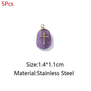 Natural Stone Charms Stainless Steel Cross Star Pendants for Jewelry Making