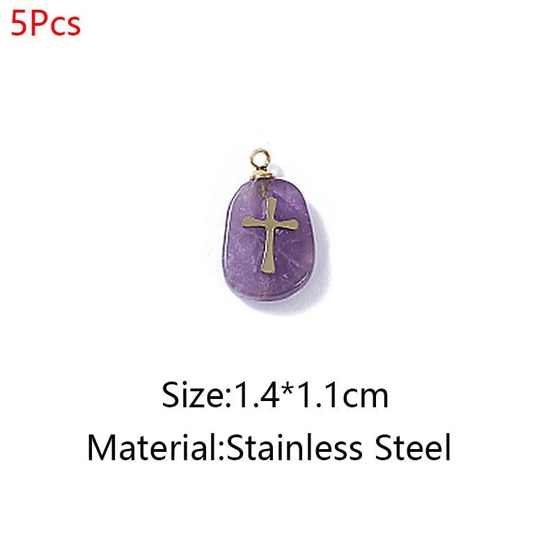 Natural Stone Charms Stainless Steel Cross Star Pendants for Jewelry Making