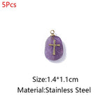 Natural Stone Charms Stainless Steel Cross Star Pendants for Jewelry Making