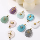 Natural Stone Charms Stainless Steel Cross Star Pendants for Jewelry Making