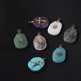 Natural Stone Charms Stainless Steel Cross Star Pendants for Jewelry Making