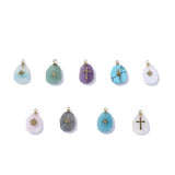 Natural Stone Charms Stainless Steel Cross Star Pendants for Jewelry Making