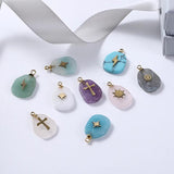 Natural Stone Charms Stainless Steel Cross Star Pendants for Jewelry Making