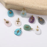 Natural Stone Charms Stainless Steel Cross Star Pendants for Jewelry Making