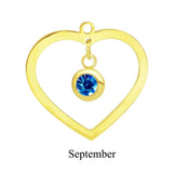 18k Plated Stainless Steel DIY Heart Charm March Birthstone