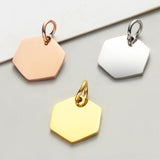 10pcs Stainless Steel Hexagon Charms Pendants 3 Colors DIY Jewelry Making