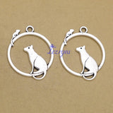 20pcs Antique Silver Cat and Mouse Charms DIY Necklace Supplies