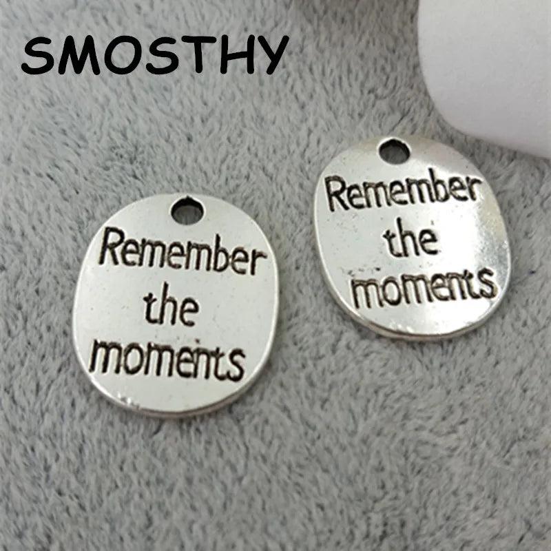 20pcs Oval Remember Moments Charm Pendant for DIY Jewelry