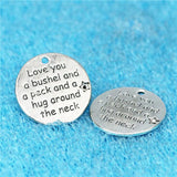 20pcs Metal Love You A Bushel And A Peck Charm 25mm DIY Valentine Pendant