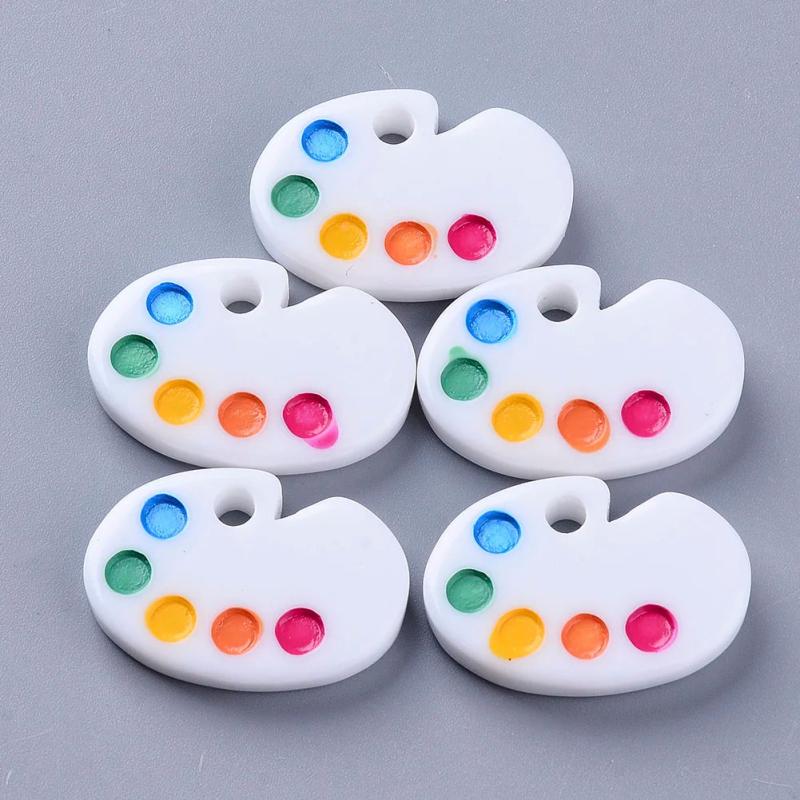 20Pcs Colorful Drawing Board Resin Pendants Charms DIY Key Chain Craft Supplies