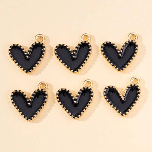 20pcs Colorful Enamel Love Hearts Charms Pendants DIY Jewelry Making