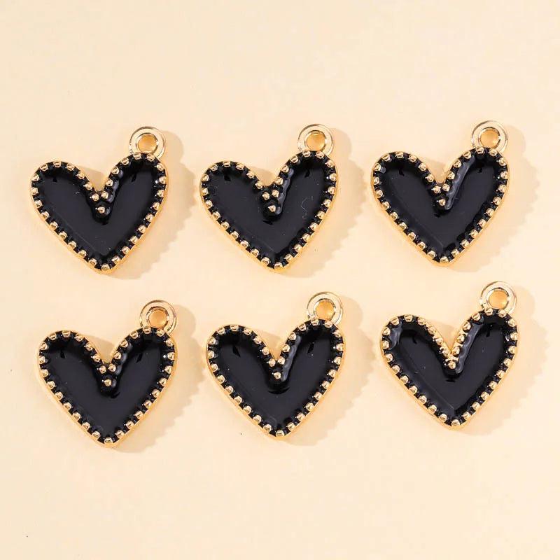 20pcs Colorful Enamel Love Hearts Charms Pendants DIY Jewelry Making
