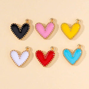 20pcs Colorful Enamel Love Hearts Charms Pendants DIY Jewelry Making
