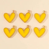 20pcs Colorful Enamel Love Hearts Charms Pendants DIY Jewelry Making