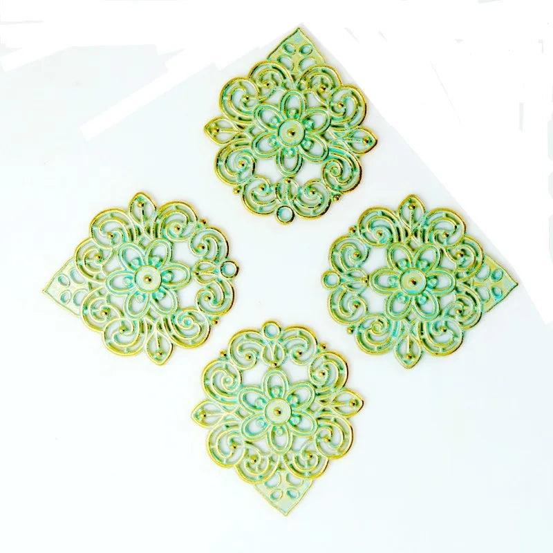 10PCS Antique Bronze Green Alloy Pendants Charms for DIY Jewelry Making