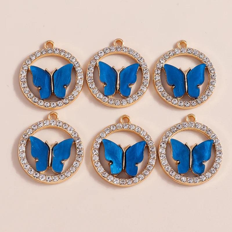 10pcs Colorful Crystal Butterfly Charms for DIY Jewelry Making