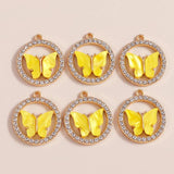 10pcs Colorful Crystal Butterfly Charms for DIY Jewelry Making
