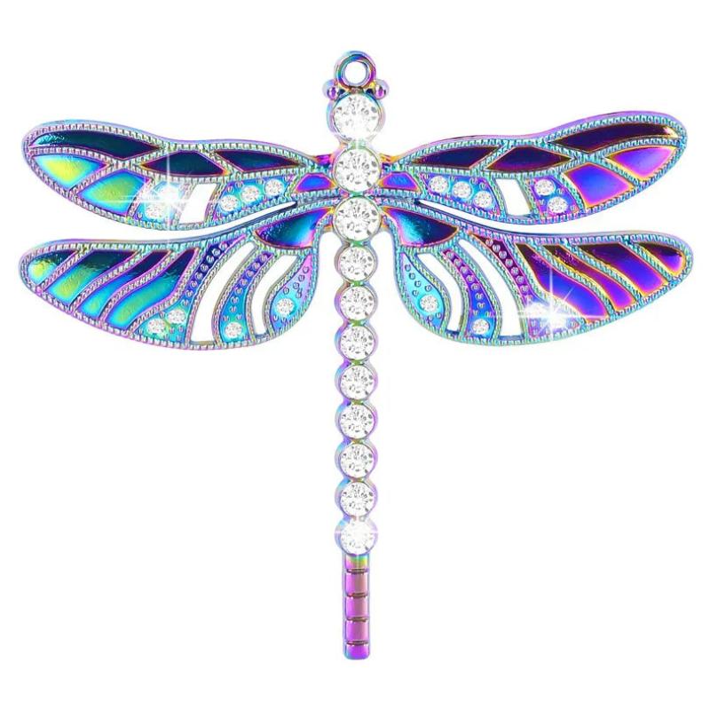 3Pcs Zircon Dragonfly Charms Insect Pendant DIY Jewelry Making