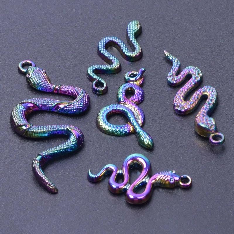 10 Alloy Snake Charms for Jewelry Making DIY Material