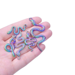10 Alloy Snake Charms for Jewelry Making DIY Material