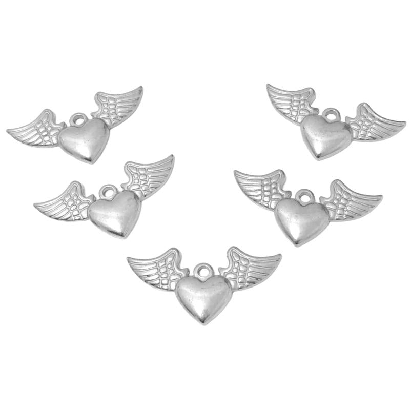 3Pcs Angel Wings Heart Charms Jewelry Making Diy Material