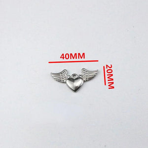 3Pcs Angel Wings Heart Charms Jewelry Making Diy Material