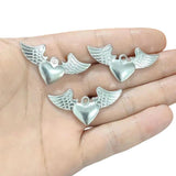 3Pcs Angel Wings Heart Charms Jewelry Making Diy Material