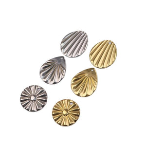 10pcs StainlessSteel Leaves Coin Charm Pendant DIY Necklace Earrings