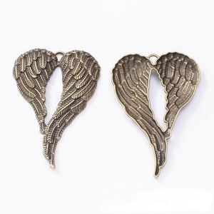 5Pcs Antique Silver Angel Wings Charms for Jewelry Making