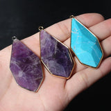 Faceted Polygon Pendant Amethyst Turquoise Rose Quartz DIY Necklace Jewelry