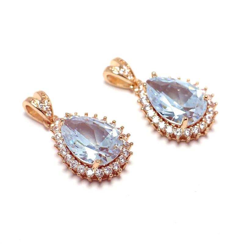 2pcs Zircon Teardrop Charms for Necklace Making