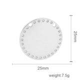 5pcs/lot Round Stainless Steel Pendant Stone Charms - Jewelry Making Accessories