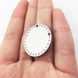 5pcs/lot Round Stainless Steel Pendant Stone Charms - Jewelry Making Accessories