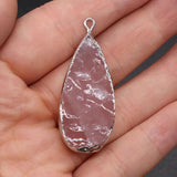2pcs Rose Quartz Water Drop Crystal Charm Pendant 19x45mm