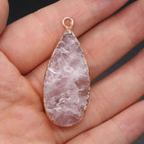 2pcs Rose Quartz Water Drop Crystal Charm Pendant 19x45mm