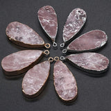 2pcs Rose Quartz Water Drop Crystal Charm Pendant 19x45mm