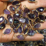 Faceted Natural Stone Charms Opal Amethysts Labradorite Pendants 10x17mm
