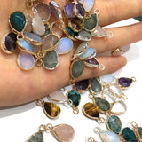 Faceted Natural Stone Charms Opal Amethysts Labradorite Pendants 10x17mm