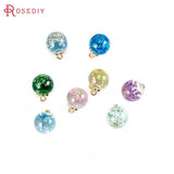 10pcs 16mm Resin & Dried Flower Ball Beads Charms Pendants DIY Jewelry Findings