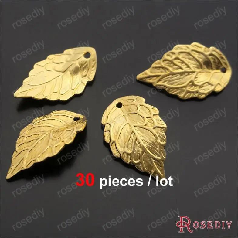 Antique Bronze Leaf Copper Charms Pendants Jewelry Findings 50 pieces