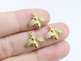 6pcs CZ Bee Charm, Dainty Earring Charm, Brass Honey Pendant