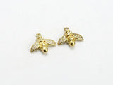 6pcs CZ Bee Charm, Dainty Earring Charm, Brass Honey Pendant