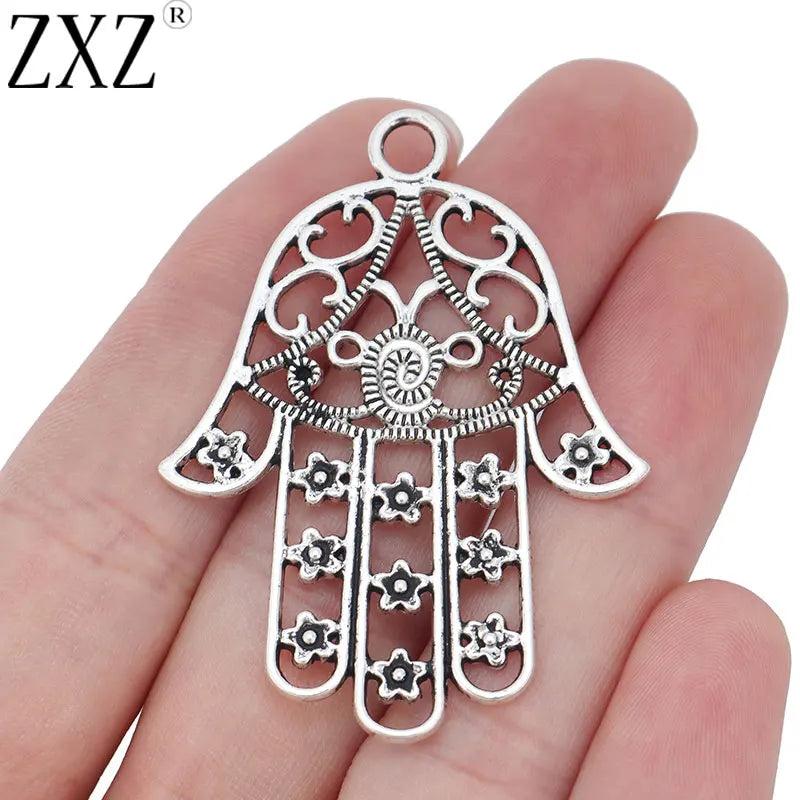 10pcs Hamsa Hand Charms Pendants for Necklace Making 53x40mm