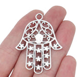 10pcs Hamsa Hand Charms Pendants for Necklace Making 53x40mm