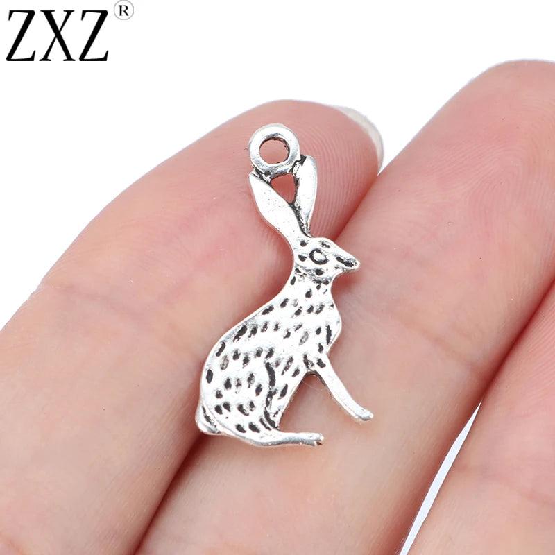 30pcs Rabbit Charms Pendants for Necklace Bracelet Making 26x13mm